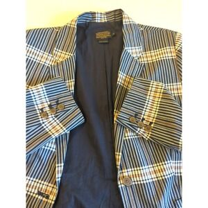 New Pendleton Women 12 Cotton Lightweight Plaid Blazer Lined Classic Career Girl